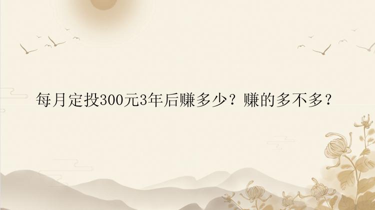 每月定投300元3年后赚多少？赚的多不多？