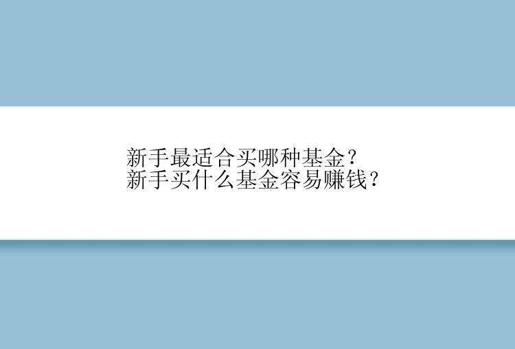 新手最适合买哪种基金？新手买什么基金容易赚钱？