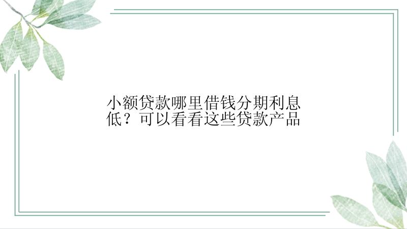 小额贷款哪里借钱分期利息低？可以看看这些贷款产品