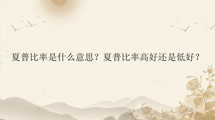 夏普比率是什么意思？夏普比率高好还是低好？