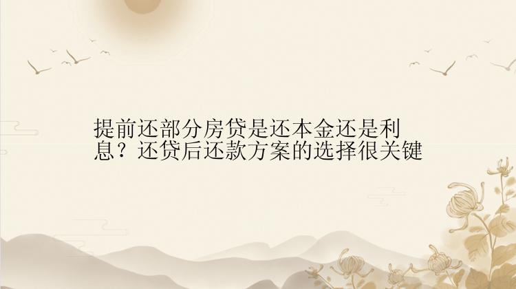 提前还部分房贷是还本金还是利息？还贷后还款方案的选择很关键