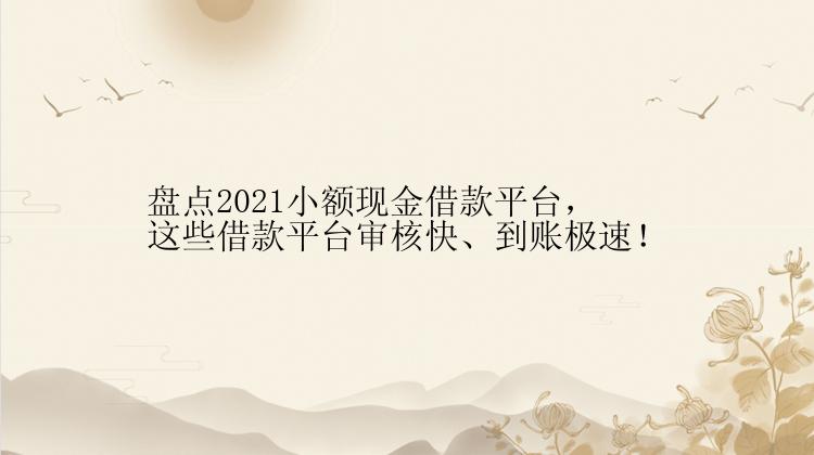 盘点2021小额现金借款平台，这些借款平台审核快、到账极速！