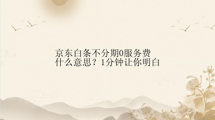 京东白条不分期0服务费什么意思？1分钟让你明白