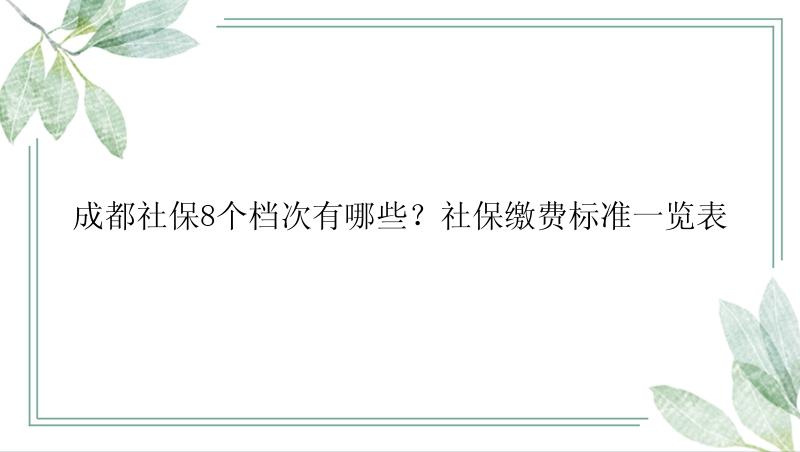 成都社保8个档次有哪些？社保缴费标准一览表