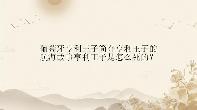 葡萄牙亨利王子简介亨利王子的航海故事亨利王子是怎么死的？