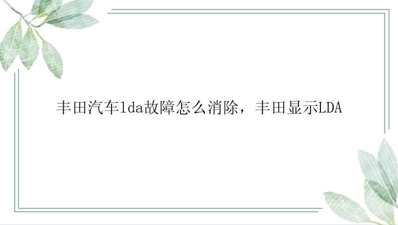 丰田汽车lda故障怎么消除，丰田显示LDA