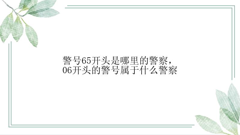 警号65开头是哪里的警察，06开头的警号属于什么警察