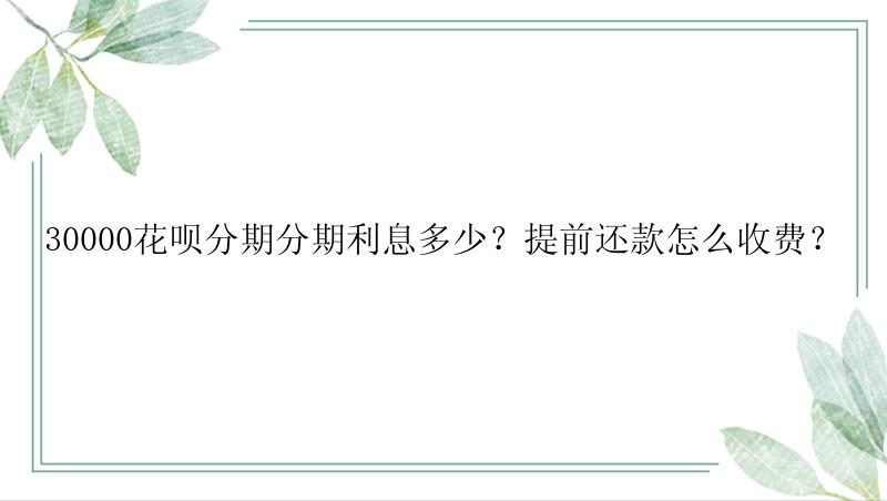 30000花呗分期分期利息多少？提前还款怎么收费？