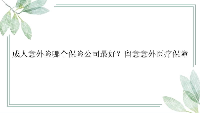 成人意外险哪个保险公司最好？留意意外医疗保障