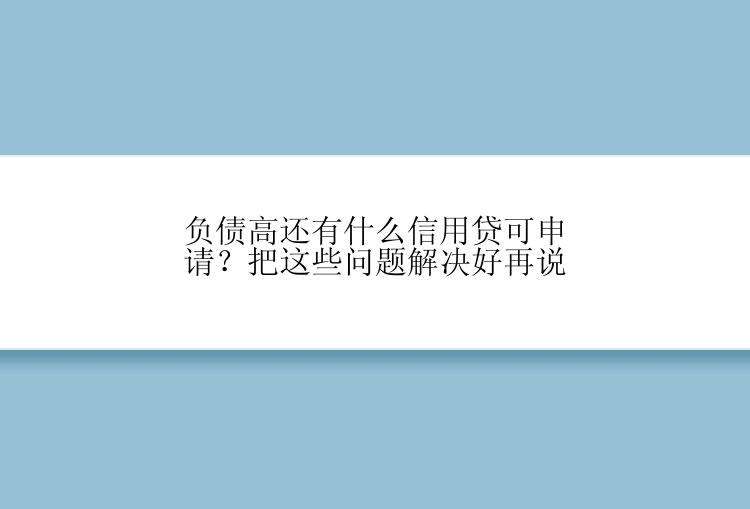 负债高还有什么信用贷可申请？把这些问题解决好再说