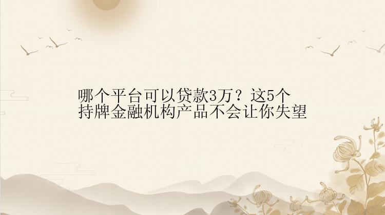 哪个平台可以贷款3万？这5个持牌金融机构产品不会让你失望