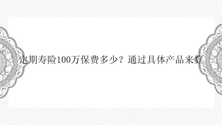 定期寿险100万保费多少？通过具体产品来算