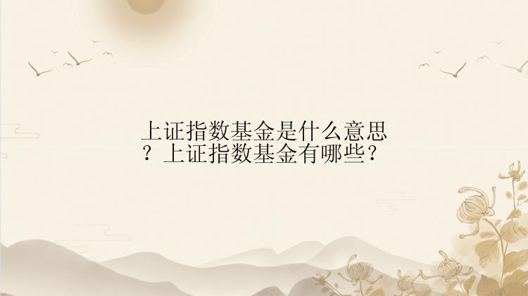 上证指数基金是什么意思？上证指数基金有哪些？