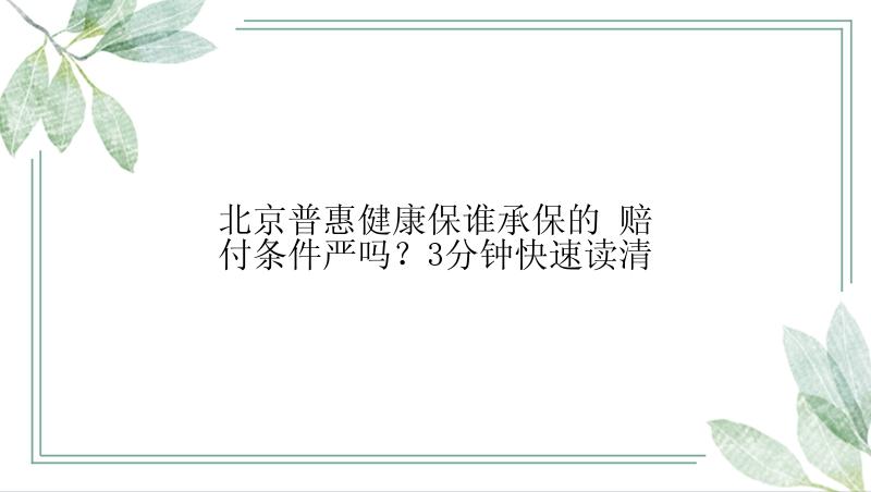 北京普惠健康保谁承保的 赔付条件严吗？3分钟快速读清