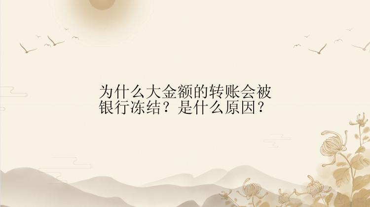 为什么大金额的转账会被银行冻结？是什么原因？