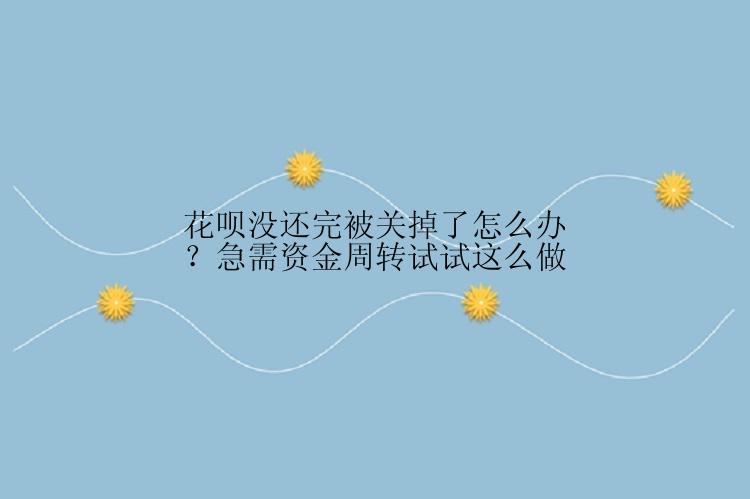 花呗没还完被关掉了怎么办？急需资金周转试试这么做