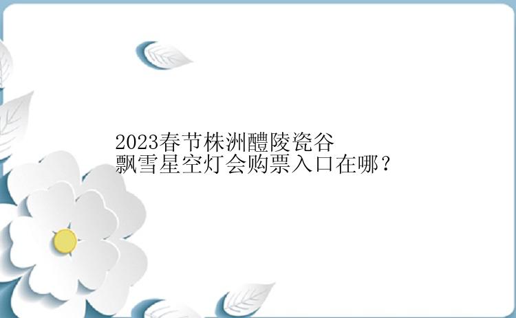 2023春节株洲醴陵瓷谷飘雪星空灯会购票入口在哪？