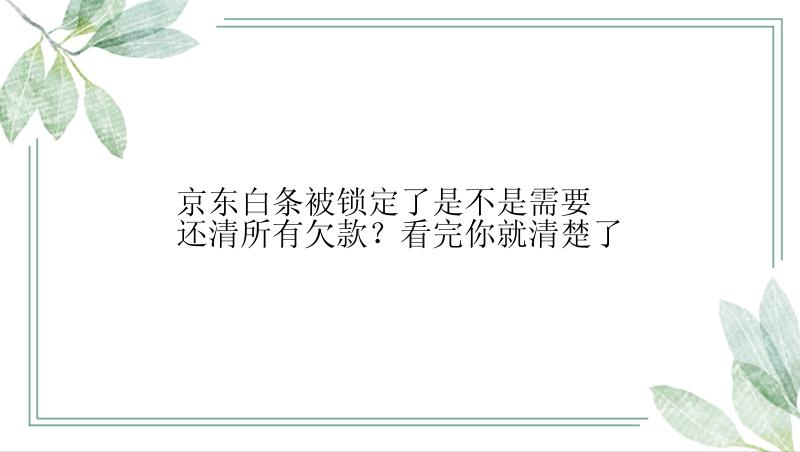 京东白条被锁定了是不是需要还清所有欠款？看完你就清楚了