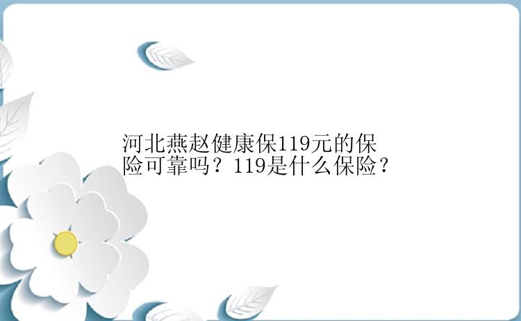 河北燕赵健康保119元的保险可靠吗？119是什么保险？