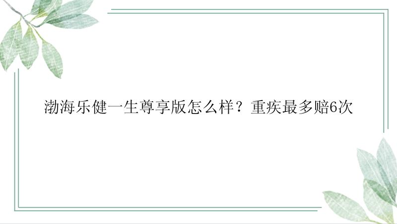 渤海乐健一生尊享版怎么样？重疾最多赔6次