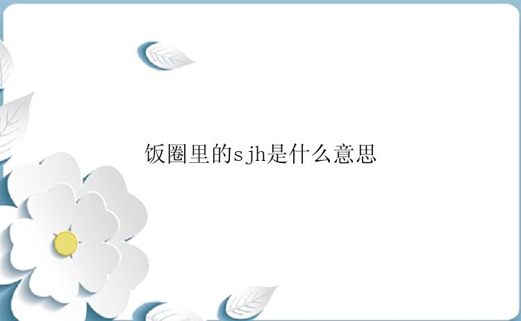 饭圈里的sjh是什么意思