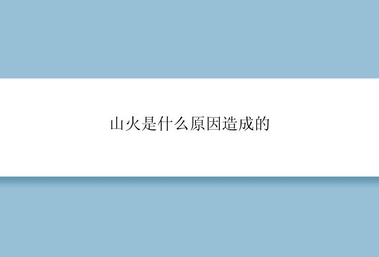 山火是什么原因造成的