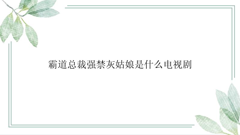 霸道总裁强禁灰姑娘是什么电视剧