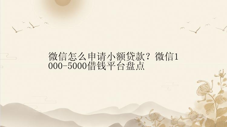 微信怎么申请小额贷款？微信1000-5000借钱平台盘点