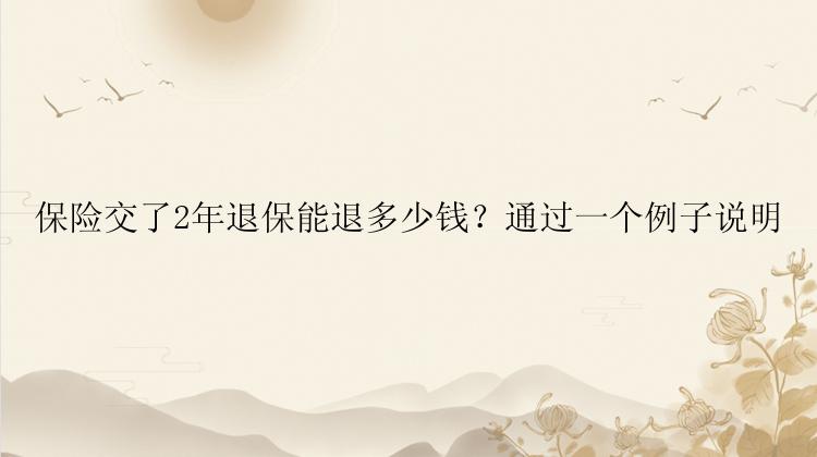 保险交了2年退保能退多少钱？通过一个例子说明