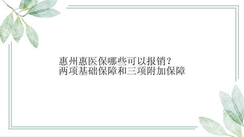 惠州惠医保哪些可以报销？两项基础保障和三项附加保障