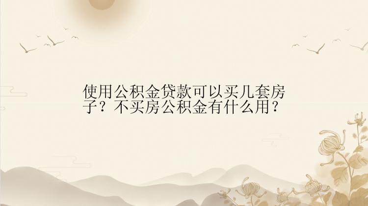 使用公积金贷款可以买几套房子？不买房公积金有什么用？