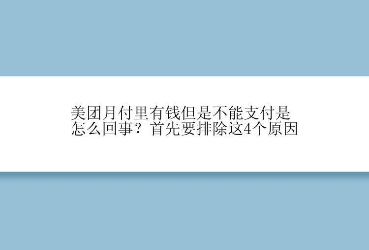 美团月付里有钱但是不能支付是怎么回事？首先要排除这4个原因