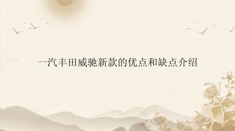 一汽丰田威驰新款的优点和缺点介绍