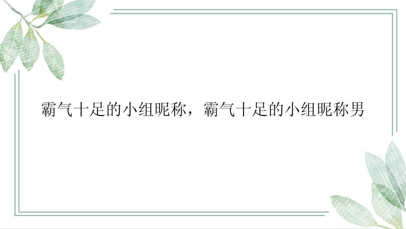 霸气十足的小组昵称，霸气十足的小组昵称男