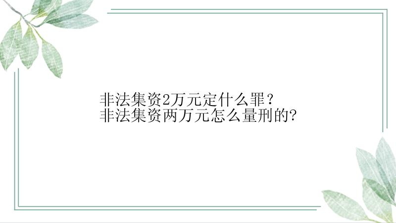 非法集资2万元定什么罪？ 非法集资两万元怎么量刑的?