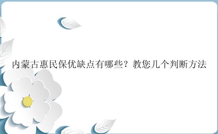 内蒙古惠民保优缺点有哪些？教您几个判断方法