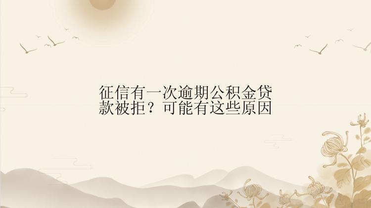 征信有一次逾期公积金贷款被拒？可能有这些原因