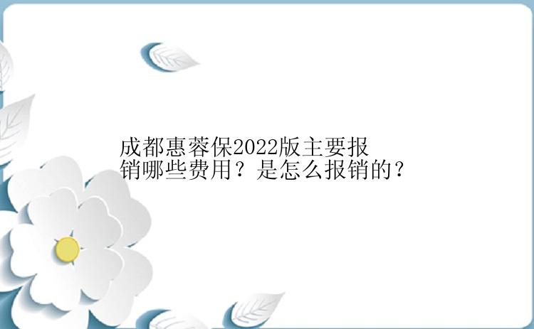 成都惠蓉保2022版主要报销哪些费用？是怎么报销的？