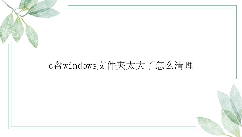 c盘windows文件夹太大了怎么清理