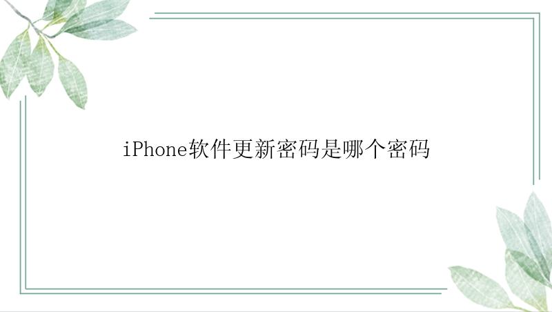 iPhone软件更新密码是哪个密码