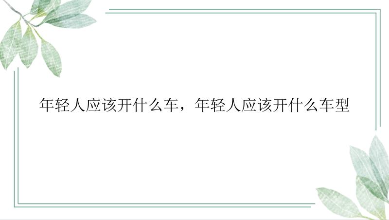 年轻人应该开什么车，年轻人应该开什么车型