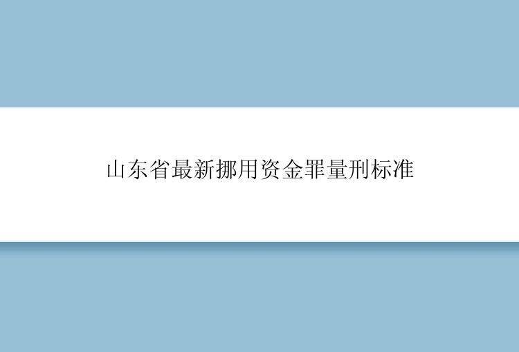 山东省最新挪用资金罪量刑标准