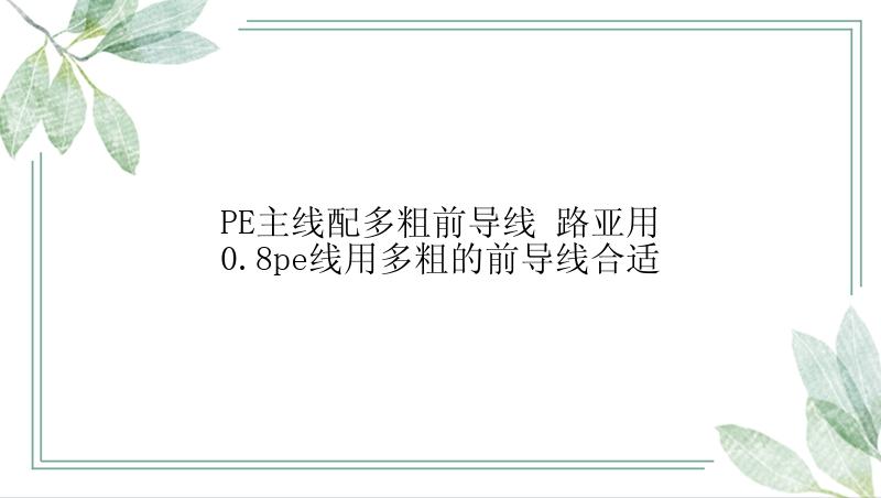 PE主线配多粗前导线 路亚用0.8pe线用多粗的前导线合适