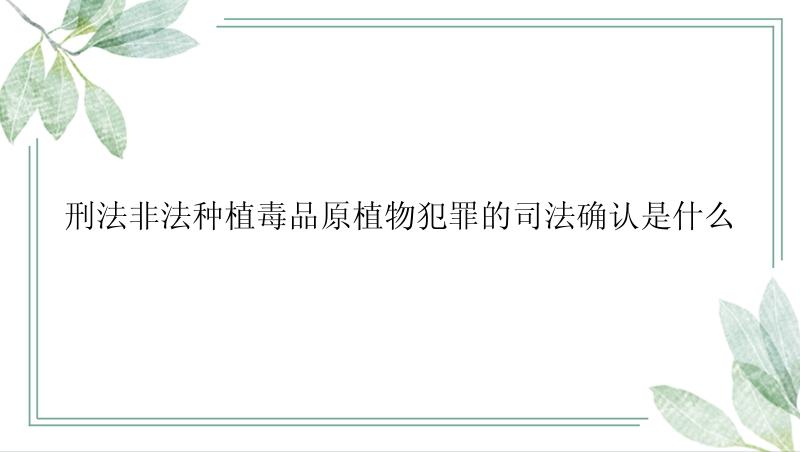 刑法非法种植毒品原植物犯罪的司法确认是什么