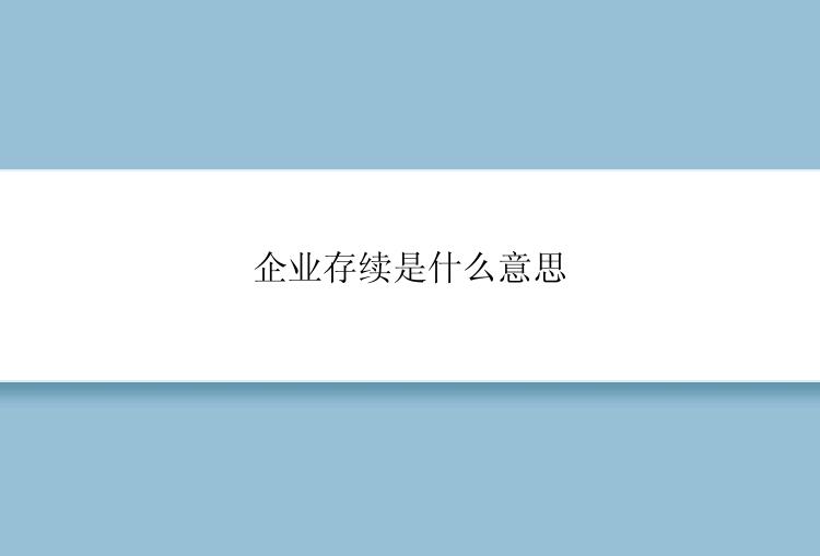 企业存续是什么意思