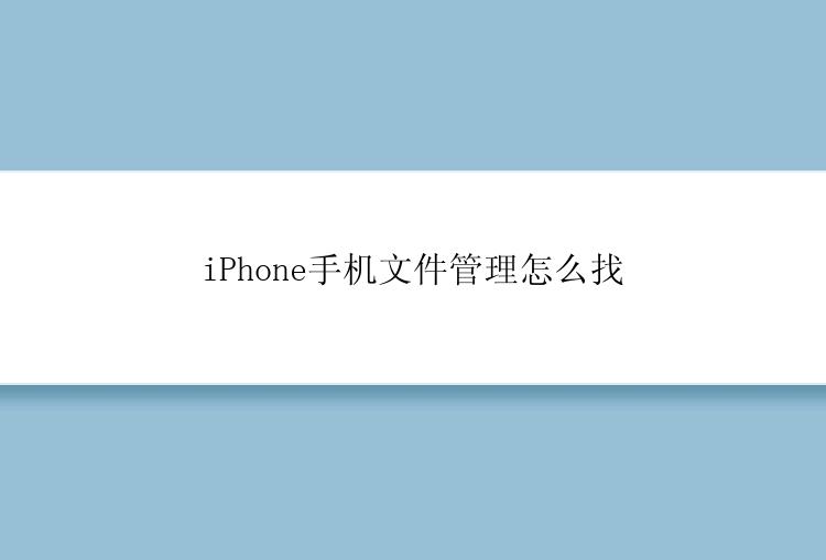 iPhone手机文件管理怎么找