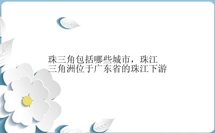 珠三角包括哪些城市，珠江三角洲位于广东省的珠江下游