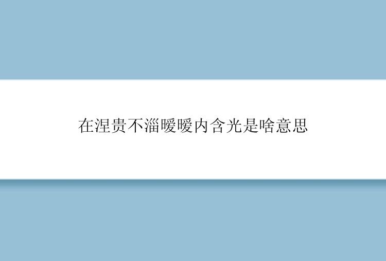 在涅贵不淄暧暧内含光是啥意思