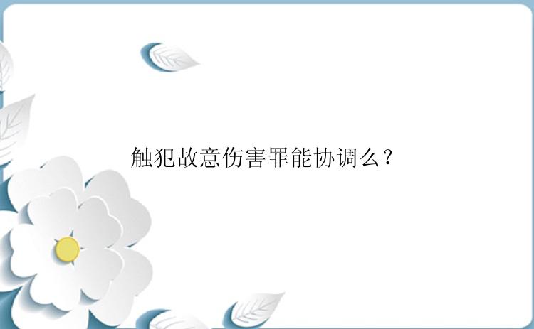 触犯故意伤害罪能协调么？