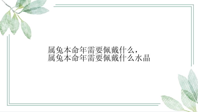 属兔本命年需要佩戴什么，属兔本命年需要佩戴什么水晶